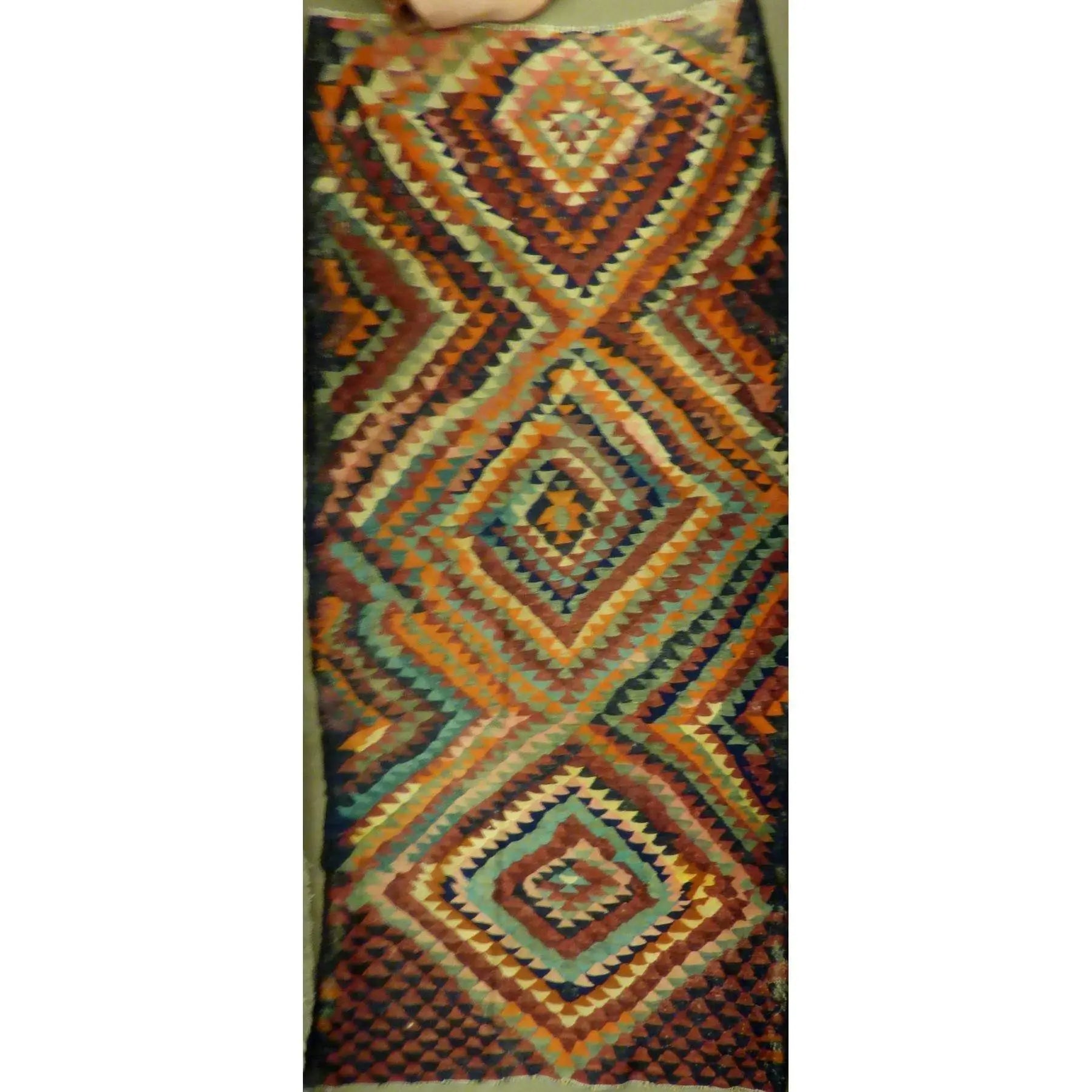 One Of The Kind Authentic Hand-Knotted Sanandaj Vintage Kilim 11'3" X 5'4"
